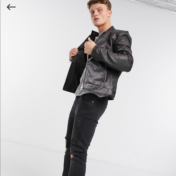 ASOS Leather Racer Jacket - Picture 4 of 8